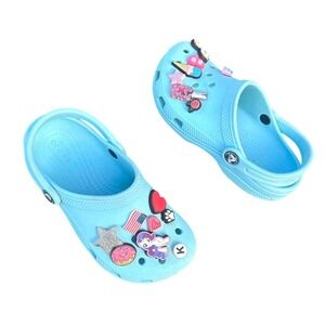 Crocs Classic Kids Clogs With Charms Size 13 Teal‎ Blue Sandals